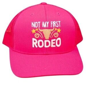 KBETHOS Not My First Rodeo Pink Mesh Snapback Baseball Trucker Cap Hat NWT